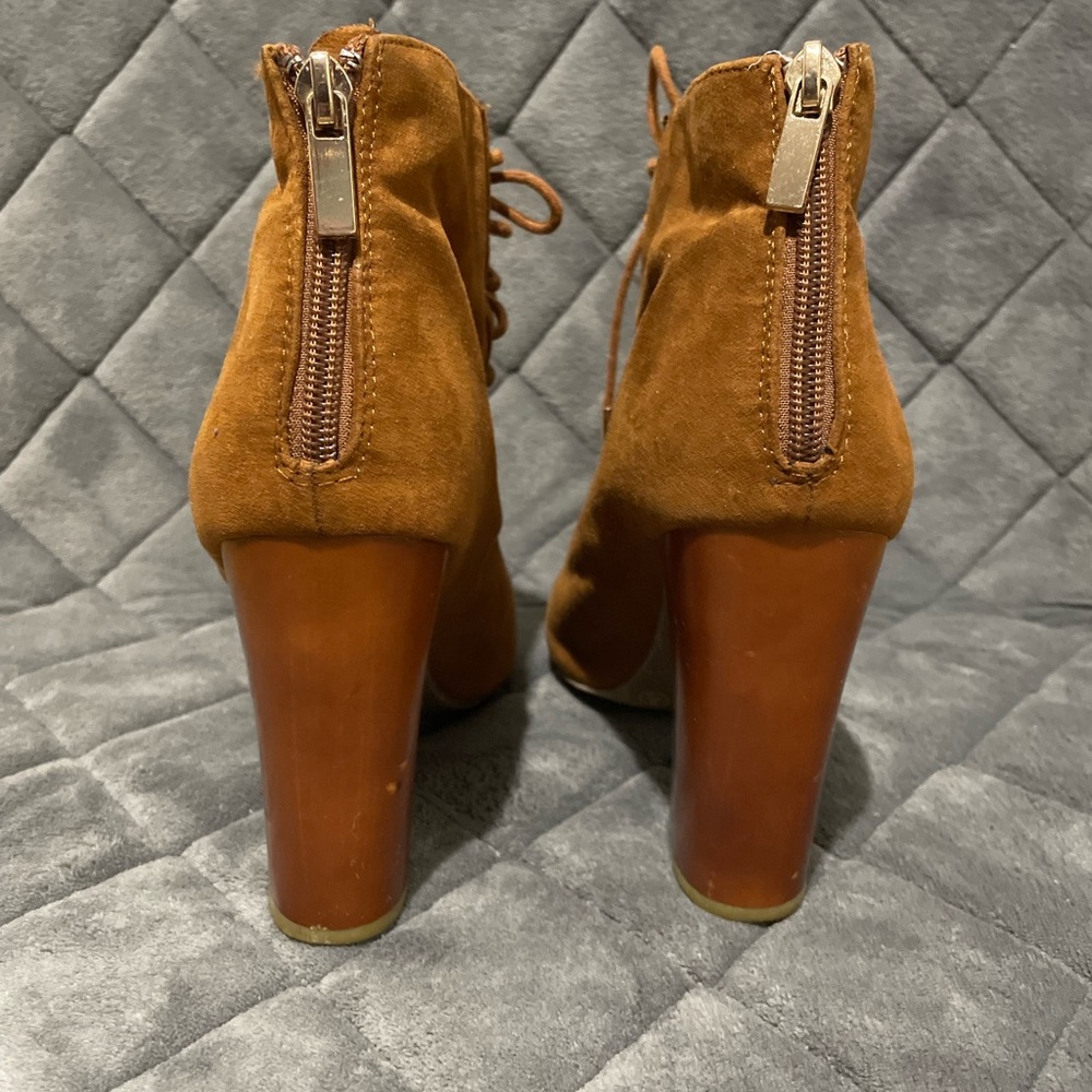 Suede Open Toe Booties - Picture 4 of 6